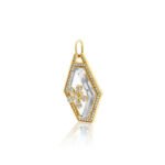 14K Solid Gold White Topaz Crystal Diamond Flower Pendant - Image 3