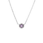 18k Solid Gold Bezel Birthstone Necklace - Image 5