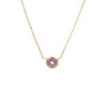 18k Solid Gold Bezel Birthstone Necklace - Image 4