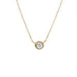 18k Solid Gold Bezel Birthstone Necklace - Image 6