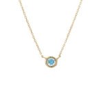 18k Solid Gold Bezel Birthstone Necklace - Image 23