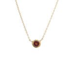 18k Solid Gold Bezel Birthstone Necklace