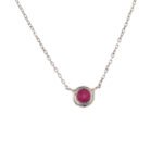 18k Solid Gold Bezel Birthstone Necklace - Image 12