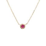 18k Solid Gold Bezel Birthstone Necklace - Image 11