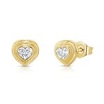 14K Gold Heart Fluted Lab Grown Diamond Earring Stud