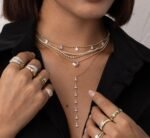 18k Gold Moissanite Diamond Pear Ball Necklace - Image 2