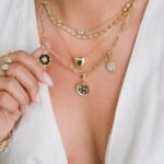 14K Solid Gold Diamond Mother of Pearl Sun Pendant - Image 2