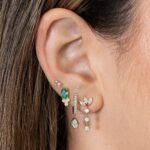 14K Gold Lab Grown Diamond Lotus Triple Drop Earring - Image 2