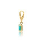 14K Solid Gold Emerald Baguette Clasp Pendant - Image 2