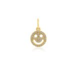 14K Gold Diamond Happy Face Charm