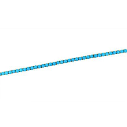 14K Solid Gold Turquoise Tennis Bracelet
