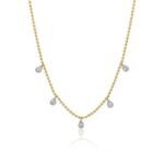 18k Gold Moissanite Diamond Pear Ball Necklace