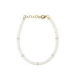 18k Solid Gold Diamond Pearl Bracelet