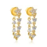 14K Gold Moissanite Diamond Star Chain Loop Earring