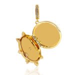 14K Solid Gold Diamond Wheel Locket Pendant - Image 3