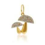 14K Gold Double Mushroom Diamond Pendant