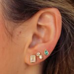 14K Gold Lab Grown Diamond Heart Emerald Cut Stud Earring - Image 2