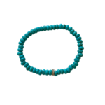 14K Solid Gold Turquoise Double Diamond Beaded Bracelet