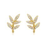 14K Gold Lab Grown Diamond Leaf Stud Earring