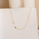 The Karat Store Sideways Initial Birthstone Necklace  | Dainty Gemstone Letter Necklace| Personalized Birthday Gifts - Image 2