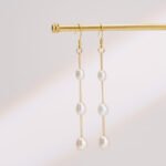 14K Solid Gold Minimalist Pearl Drop Earrings Party Wear Earrings For Girls And Women - Image 5
