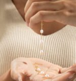 14K Solid Gold Minimalist Pearl Drop Earrings Party Wear Earrings For Girls And Women - Image 2