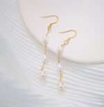 14K Solid Gold Minimalist Pearl Drop Earrings Party Wear Earrings For Girls And Women - Image 6