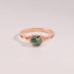 14K Solid Gold Hexagon Moss Agate Celtic Ring - Image 3
