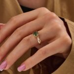 14K Solid Gold Cushion Moss Agate Engagement Ring - Image 2