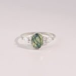 14K Solid Gold Moss Agate Engagement Ring - Image 3
