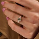 14K Solid Gold Moss Agate Engagement Ring