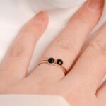 18K Solid Gold Onyx Stacking Ring - Image 8