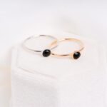18K Solid Gold Onyx Stacking Ring - Image 6