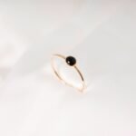18K Solid Gold Onyx Stacking Ring - Image 2