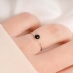 18K Solid Gold Onyx Stacking Ring