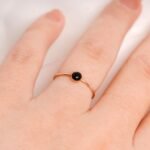 18K Solid Gold Onyx Stacking Ring - Image 7