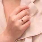 18K Solid Gold Onyx Stacking Ring - Image 4