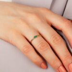 14K Solid Gold Minimalist Wedding Ring Emerald Wedding Ring Engagement Ring - Image 6
