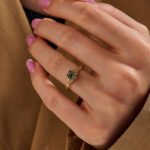 14K Solid Gold Hexagon Moss Agate Celtic Ring