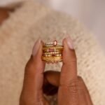 18K Solid Gold Tiny Cluster Birthstone Ring - Image 4