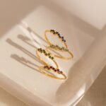 18K Solid Gold Tiny Cluster Birthstone Ring - Image 2