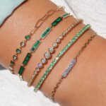 14K Solid Gold Medium Rectangle Malachite Bracelet - Image 2