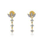 14K Gold Lab Grown Diamond Lotus Triple Drop Earring