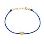 14K Gold Diamond Heart Cord Bracelet - Image 7