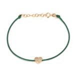 14K Gold Diamond Heart Cord Bracelet - Image 4