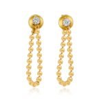 14K Gold Diamond Ball Chain Loop Earring