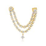 18k Gold Double Moissanite Diamond Connecting Earring with Moissanite Diamond Drop