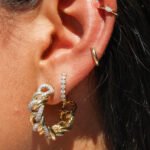 14K Gold Moissanite Diamond Single Marquise Ear Cuff - Image 3
