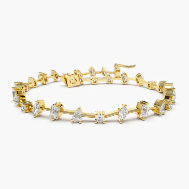 14k gold multi shape slant diamond bracelet tun 34 1