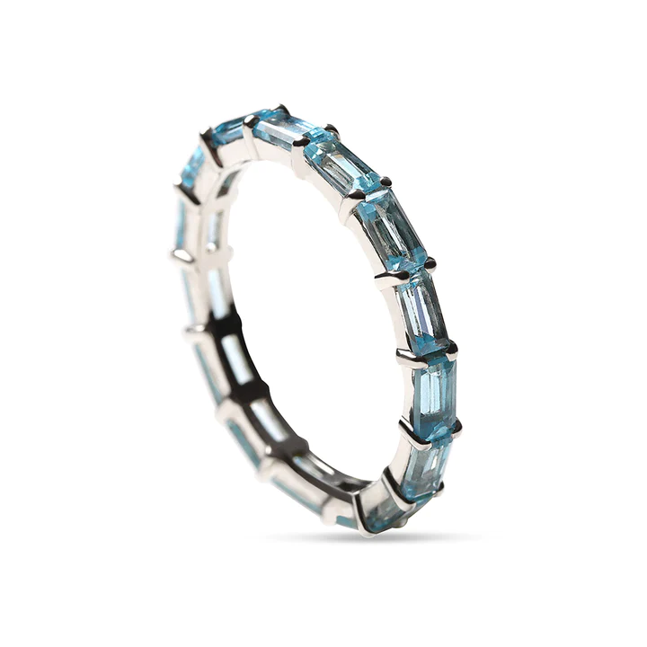 14k solid baguette blue topaz baguette eternity band 15 9909 1